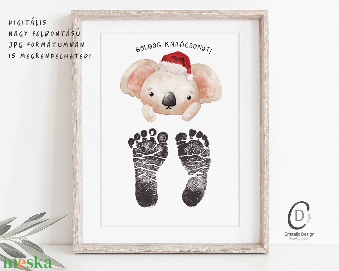 Karácsonyi ajándék, koala macis láblenyomatos poszter - otthon & életmód - dekoráció - kép & falikép - poszter - Meska.hu