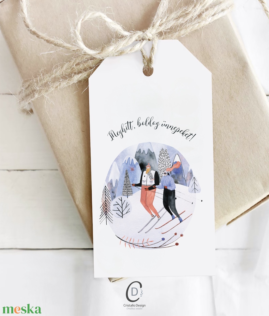 Karácsonyi ajándékkísérő, téli ajándékátadó kártya szett 5 db - karácsony - karácsonyi ajándékozás - karácsonyi képeslap, üdvözlőlap, ajándékkísérő - Meska.hu