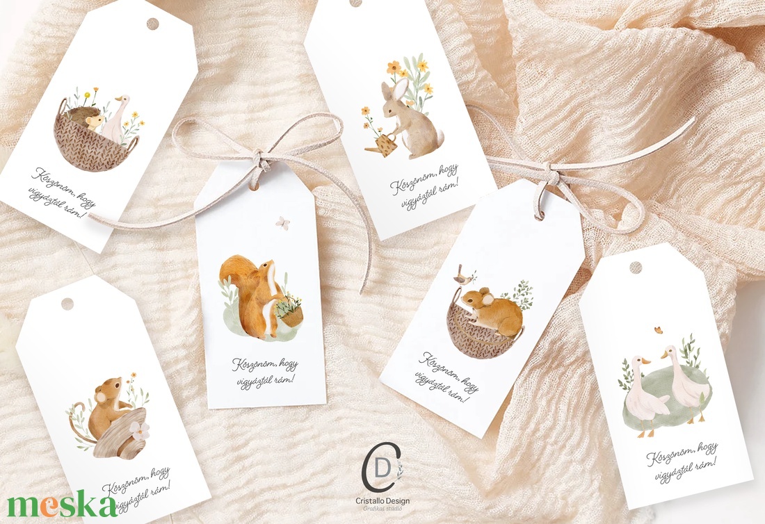 Köszönőajándék óvó néniknek, dadusoknak, ballagásra búcsúajándék, erdei állatos ajándékkísérő szett 6db - otthon & életmód - papír, írószer - ajándékozás kellékei - ajándékkísérő - Meska.hu