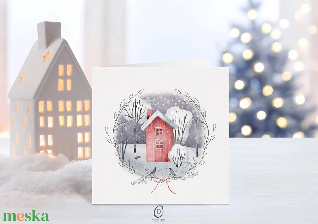 Karácsonyi képeslap, erdei állatos kinyitható üdvözlőlap, ajándékkísérő szett 2 db - karácsony - karácsonyi ajándékozás - karácsonyi képeslap, üdvözlőlap, ajándékkísérő - Meska.hu