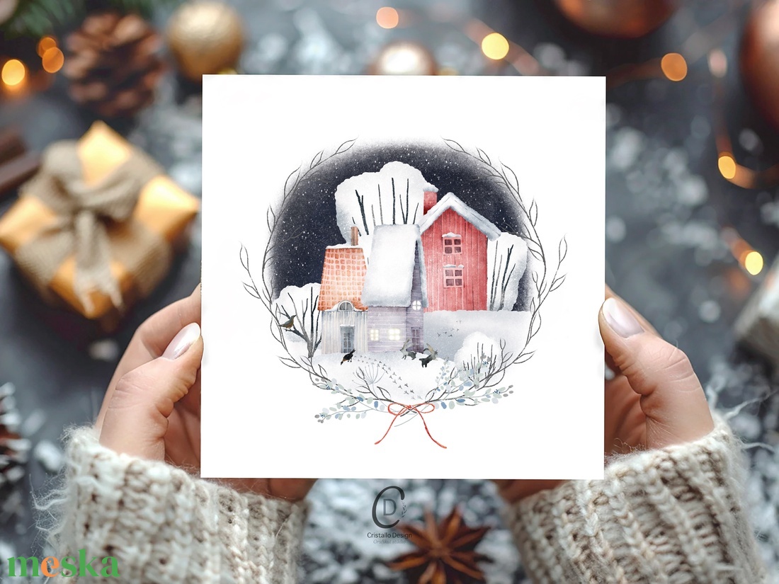 Karácsonyi képeslap, erdei állatos kinyitható üdvözlőlap, ajándékkísérő szett 2 db - karácsony - karácsonyi ajándékozás - karácsonyi képeslap, üdvözlőlap, ajándékkísérő - Meska.hu