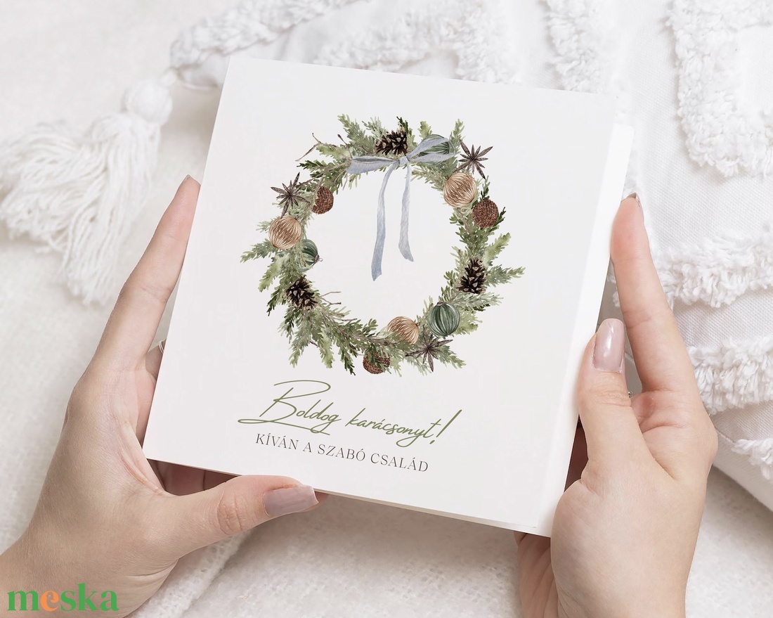 Fényképes karácsonyi képeslap, családi üdvözlőlap, greenery ajándékkísérő - karácsony - karácsonyi ajándékozás - karácsonyi képeslap, üdvözlőlap, ajándékkísérő - Meska.hu
