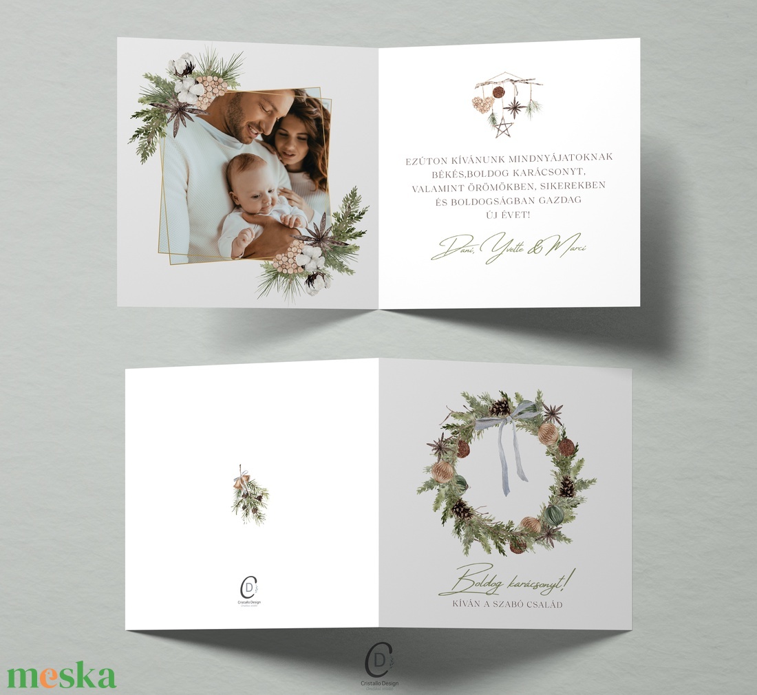 Fényképes karácsonyi képeslap, családi üdvözlőlap, greenery ajándékkísérő - karácsony - karácsonyi ajándékozás - karácsonyi képeslap, üdvözlőlap, ajándékkísérő - Meska.hu