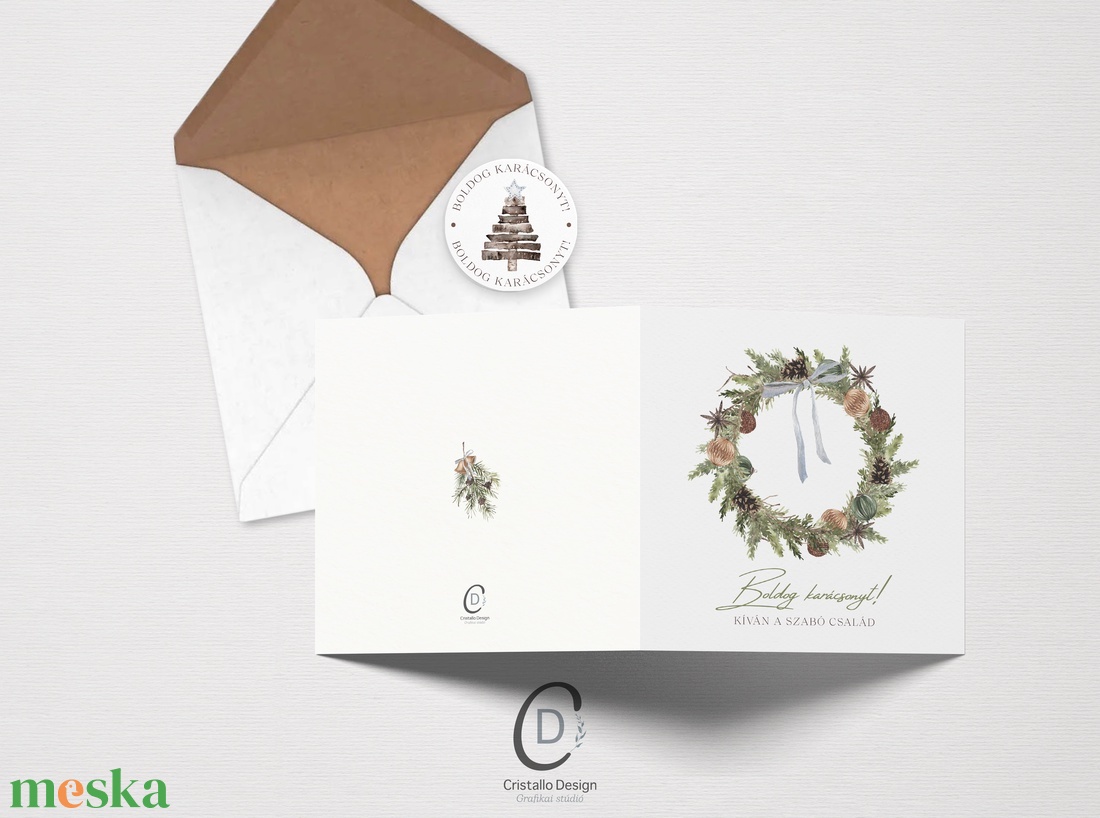 Fényképes karácsonyi képeslap, családi üdvözlőlap, greenery ajándékkísérő - karácsony - karácsonyi ajándékozás - karácsonyi képeslap, üdvözlőlap, ajándékkísérő - Meska.hu