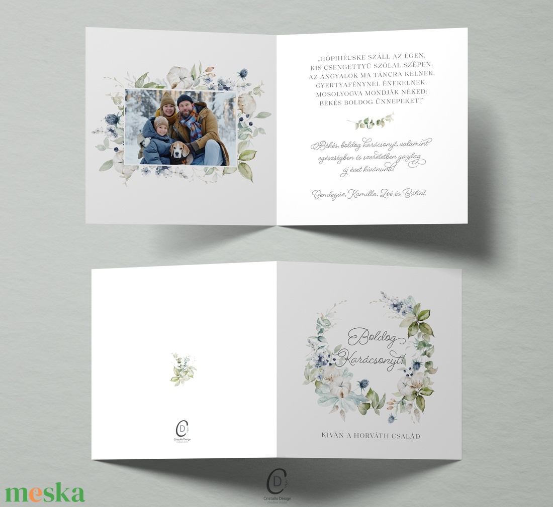 Fényképes karácsonyi képeslap, családi üdvözlőlap, greenery ajándékkísérő - karácsony - karácsonyi ajándékozás - karácsonyi képeslap, üdvözlőlap, ajándékkísérő - Meska.hu