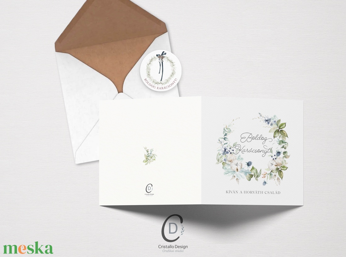 Fényképes karácsonyi képeslap, családi üdvözlőlap, greenery ajándékkísérő - karácsony - karácsonyi ajándékozás - karácsonyi képeslap, üdvözlőlap, ajándékkísérő - Meska.hu