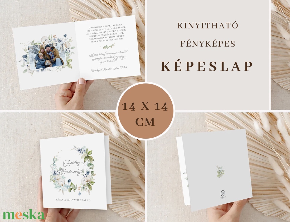 Fényképes karácsonyi képeslap, családi üdvözlőlap, greenery ajándékkísérő - karácsony - karácsonyi ajándékozás - karácsonyi képeslap, üdvözlőlap, ajándékkísérő - Meska.hu