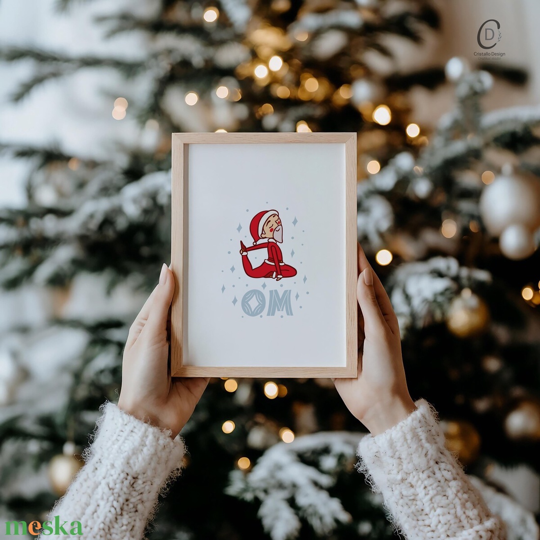 Karácsonyi képeslap, ajándékkísérő, üdvözlőlap, jógázó Mikulás - karácsony - karácsonyi ajándékozás - karácsonyi képeslap, üdvözlőlap, ajándékkísérő - Meska.hu