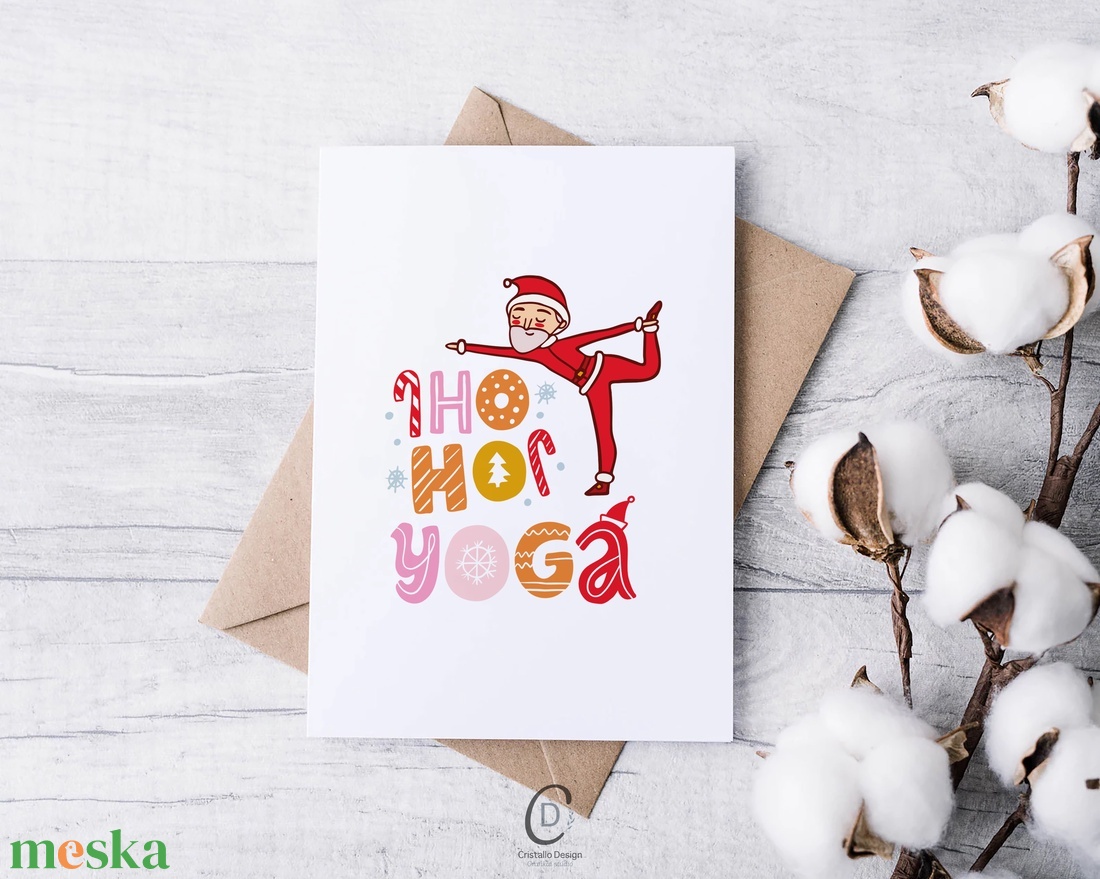 Karácsonyi képeslap, ajándékkísérő, üdvözlőlap, jógázó Mikulás - karácsony - karácsonyi ajándékozás - karácsonyi képeslap, üdvözlőlap, ajándékkísérő - Meska.hu
