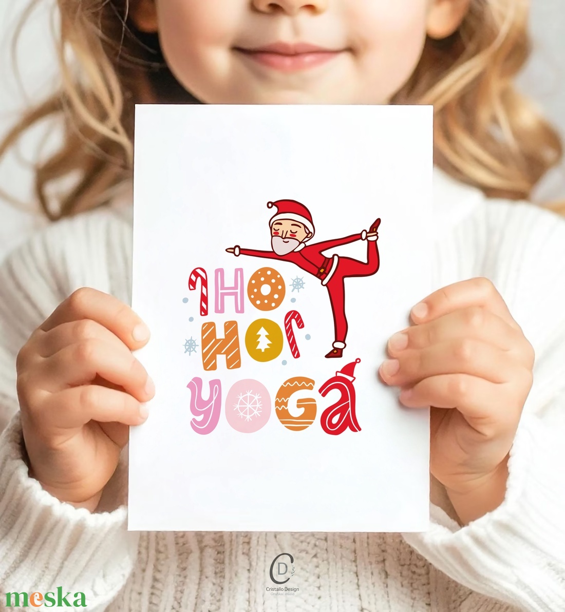 Karácsonyi képeslap, ajándékkísérő, üdvözlőlap, jógázó Mikulás - karácsony - karácsonyi ajándékozás - karácsonyi képeslap, üdvözlőlap, ajándékkísérő - Meska.hu