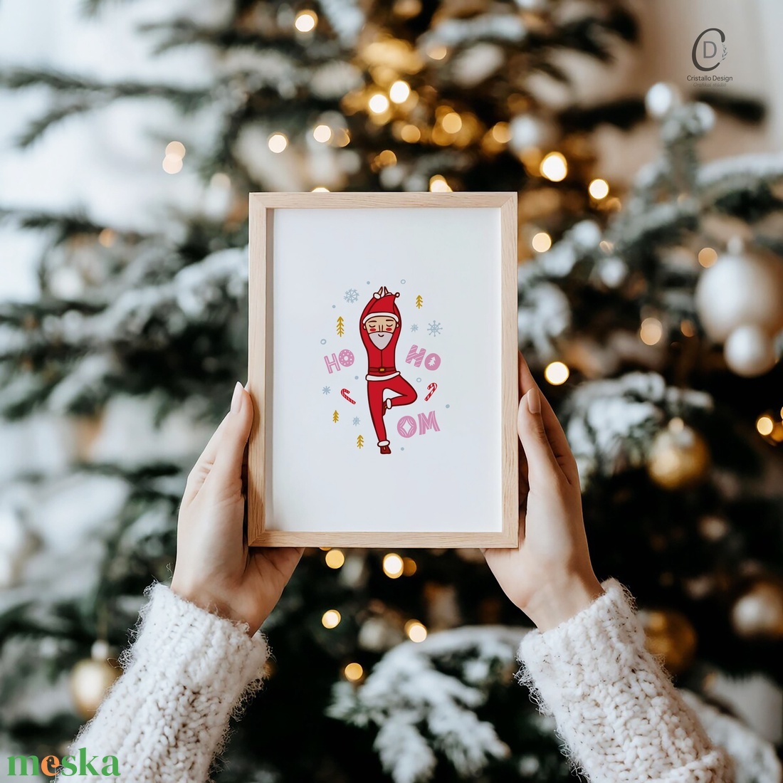 Karácsonyi képeslap, ajándékkísérő, üdvözlőlap, jógázó Mikulás - karácsony - karácsonyi ajándékozás - karácsonyi képeslap, üdvözlőlap, ajándékkísérő - Meska.hu