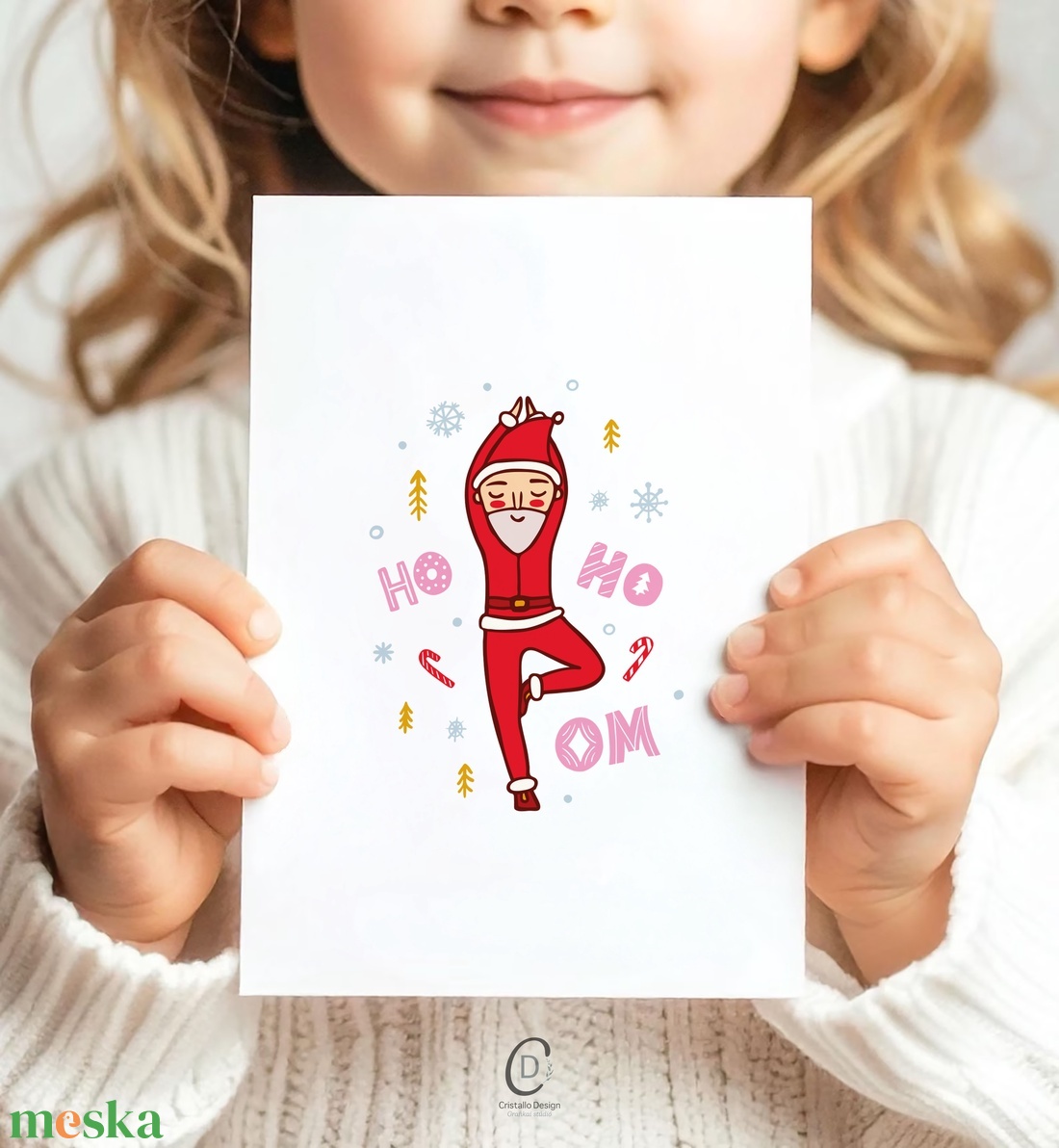 Karácsonyi képeslap, ajándékkísérő, üdvözlőlap, jógázó Mikulás - karácsony - karácsonyi ajándékozás - karácsonyi képeslap, üdvözlőlap, ajándékkísérő - Meska.hu