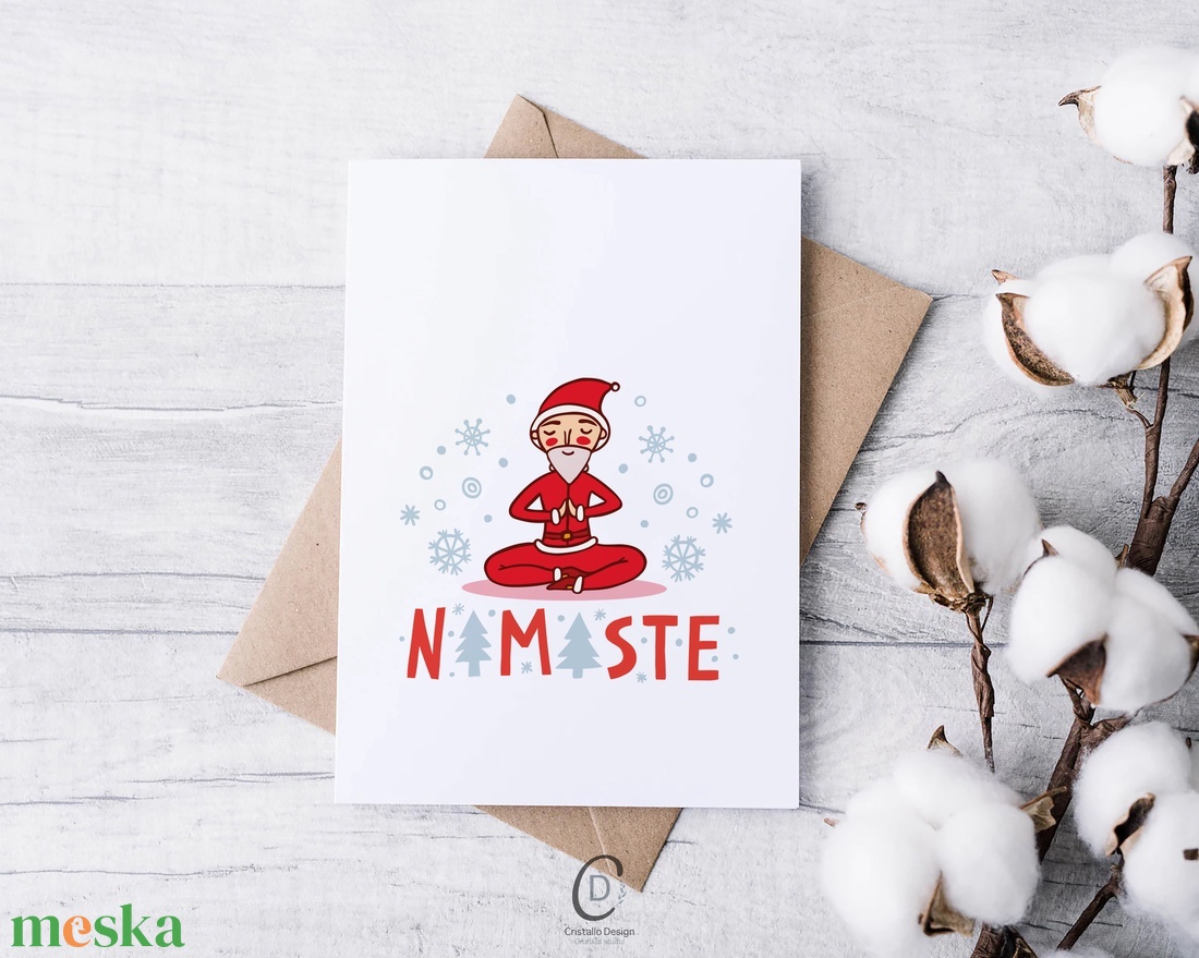 Karácsonyi képeslap, ajándékkísérő, üdvözlőlap, jógázó Mikulás - karácsony - karácsonyi ajándékozás - karácsonyi képeslap, üdvözlőlap, ajándékkísérő - Meska.hu