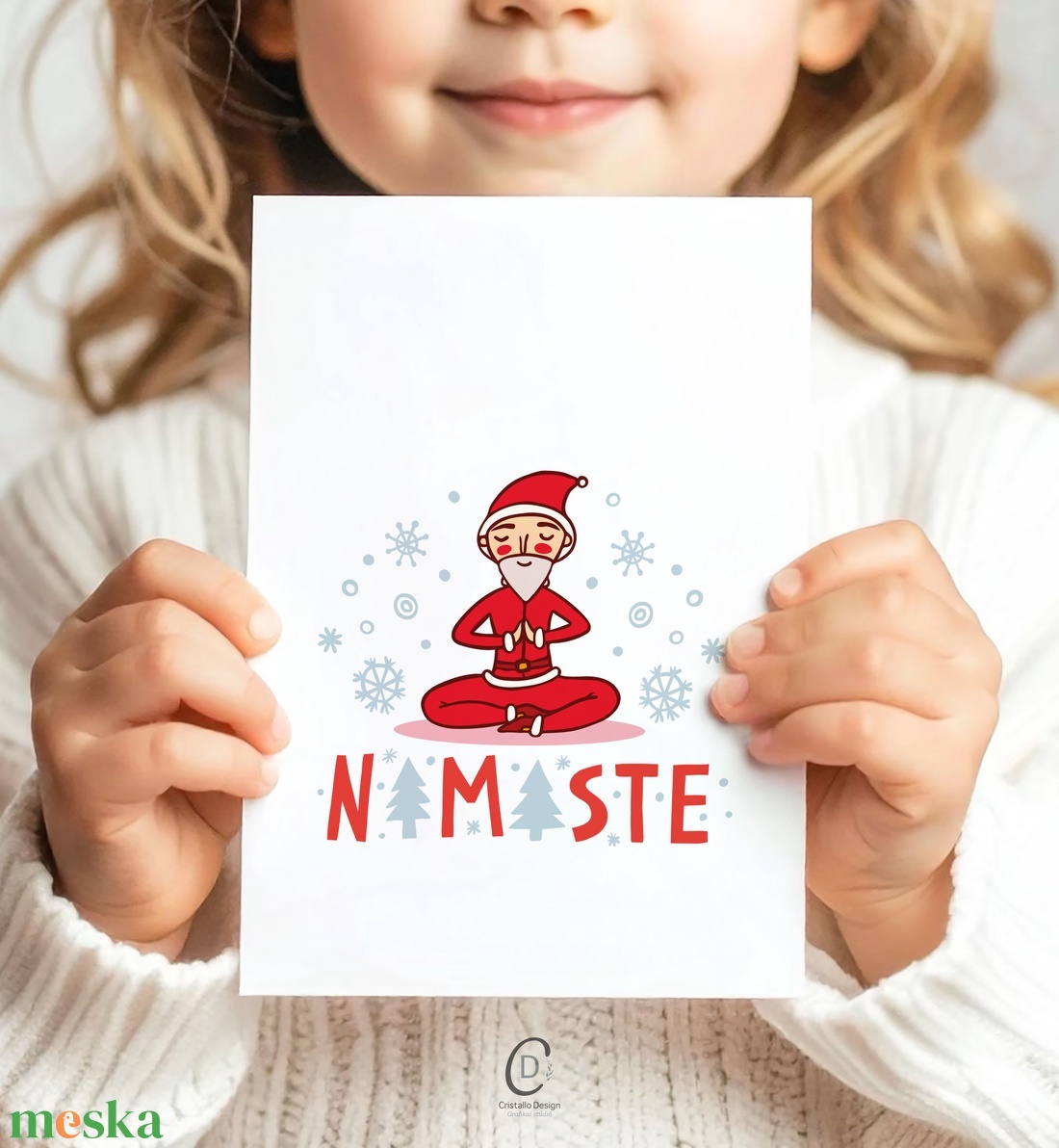 Karácsonyi képeslap, ajándékkísérő, üdvözlőlap, jógázó Mikulás - karácsony - karácsonyi ajándékozás - karácsonyi képeslap, üdvözlőlap, ajándékkísérő - Meska.hu
