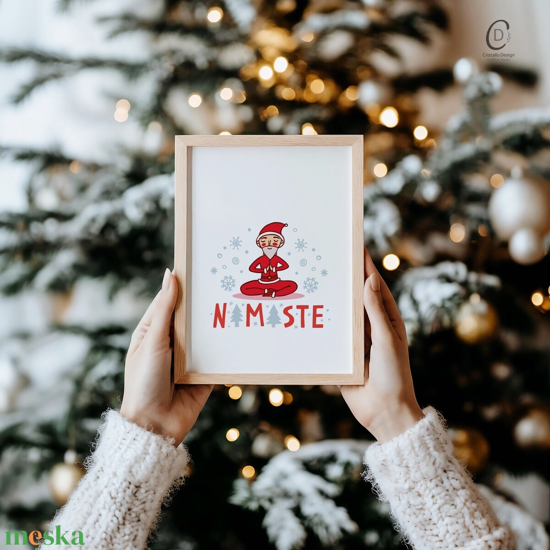 Karácsonyi képeslap, ajándékkísérő, üdvözlőlap, jógázó Mikulás - karácsony - karácsonyi ajándékozás - karácsonyi képeslap, üdvözlőlap, ajándékkísérő - Meska.hu