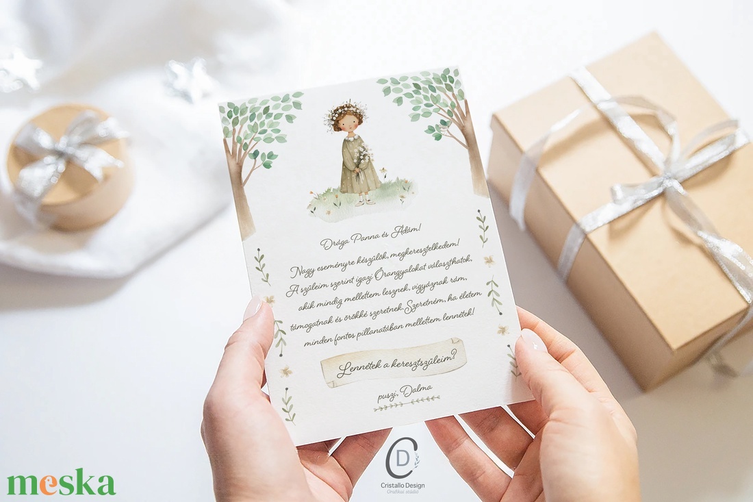 Keresztszülő felkérő kártya, személyre szabott ajándékkísérő - baba - mama - keresztelő kellékek - keresztszülő felkérő - Meska.hu