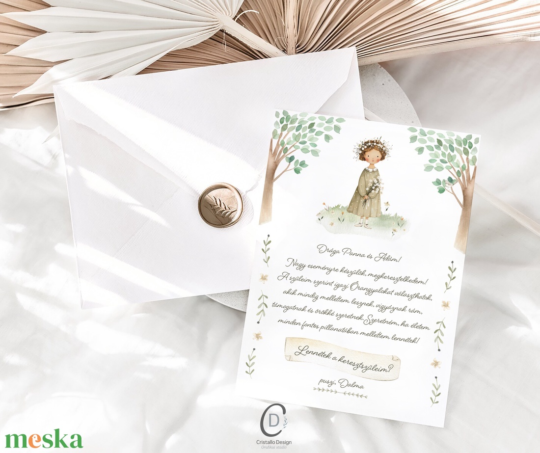 Keresztszülő felkérő kártya, személyre szabott ajándékkísérő - baba - mama - keresztelő kellékek - keresztszülő felkérő - Meska.hu