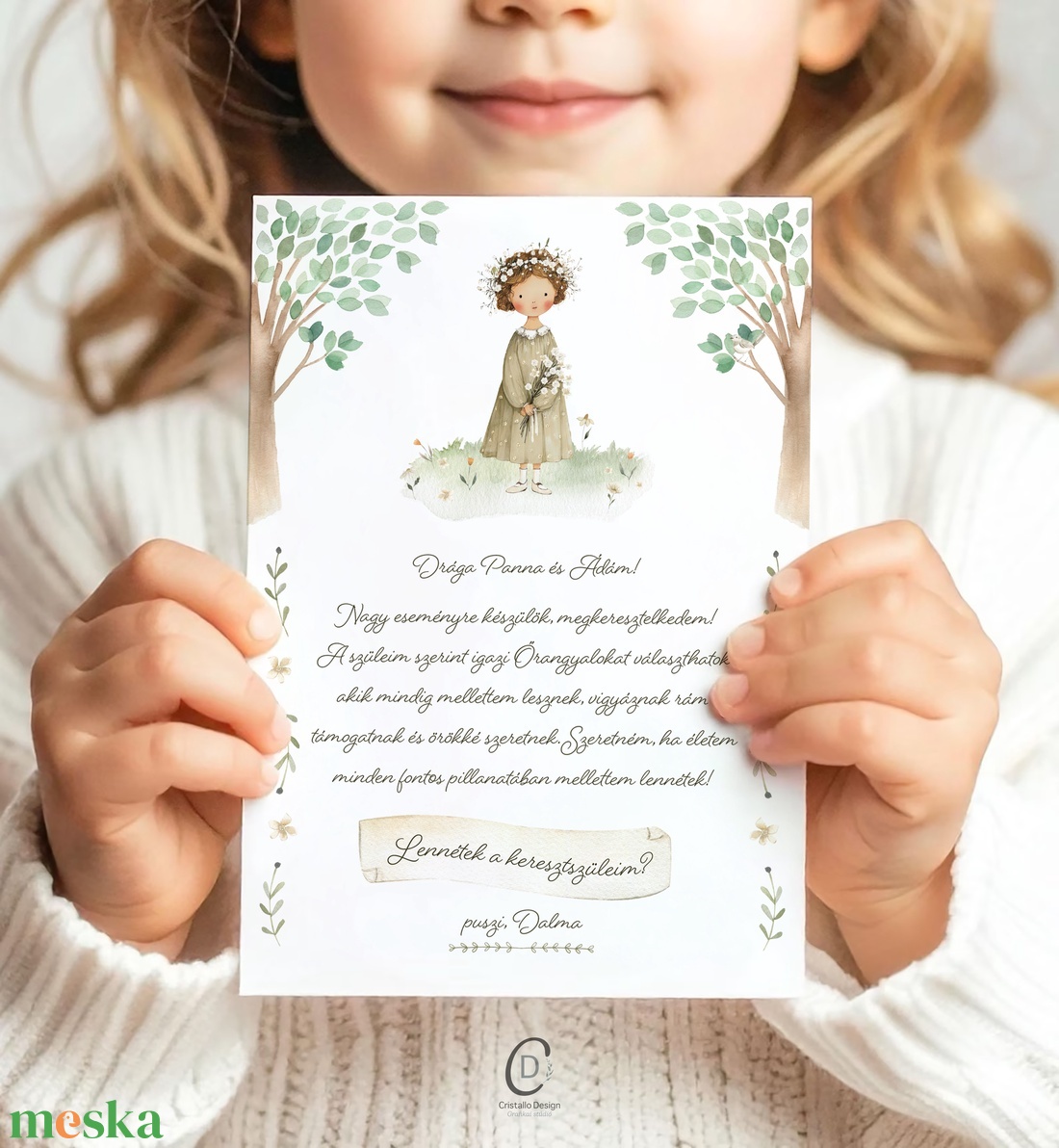 Keresztszülő felkérő kártya, személyre szabott ajándékkísérő - baba - mama - keresztelő kellékek - keresztszülő felkérő - Meska.hu