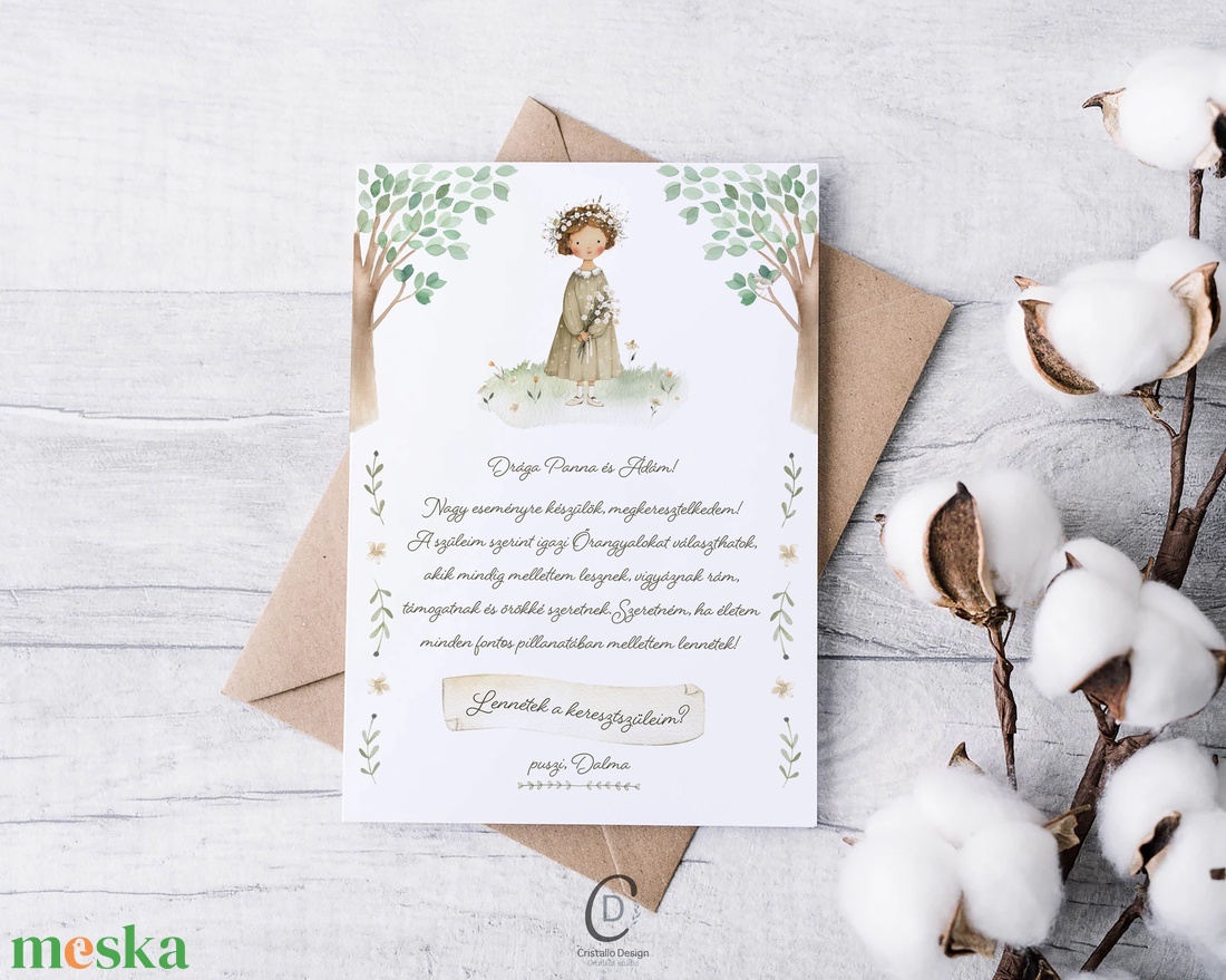 Keresztszülő felkérő kártya, személyre szabott ajándékkísérő - baba - mama - keresztelő kellékek - keresztszülő felkérő - Meska.hu