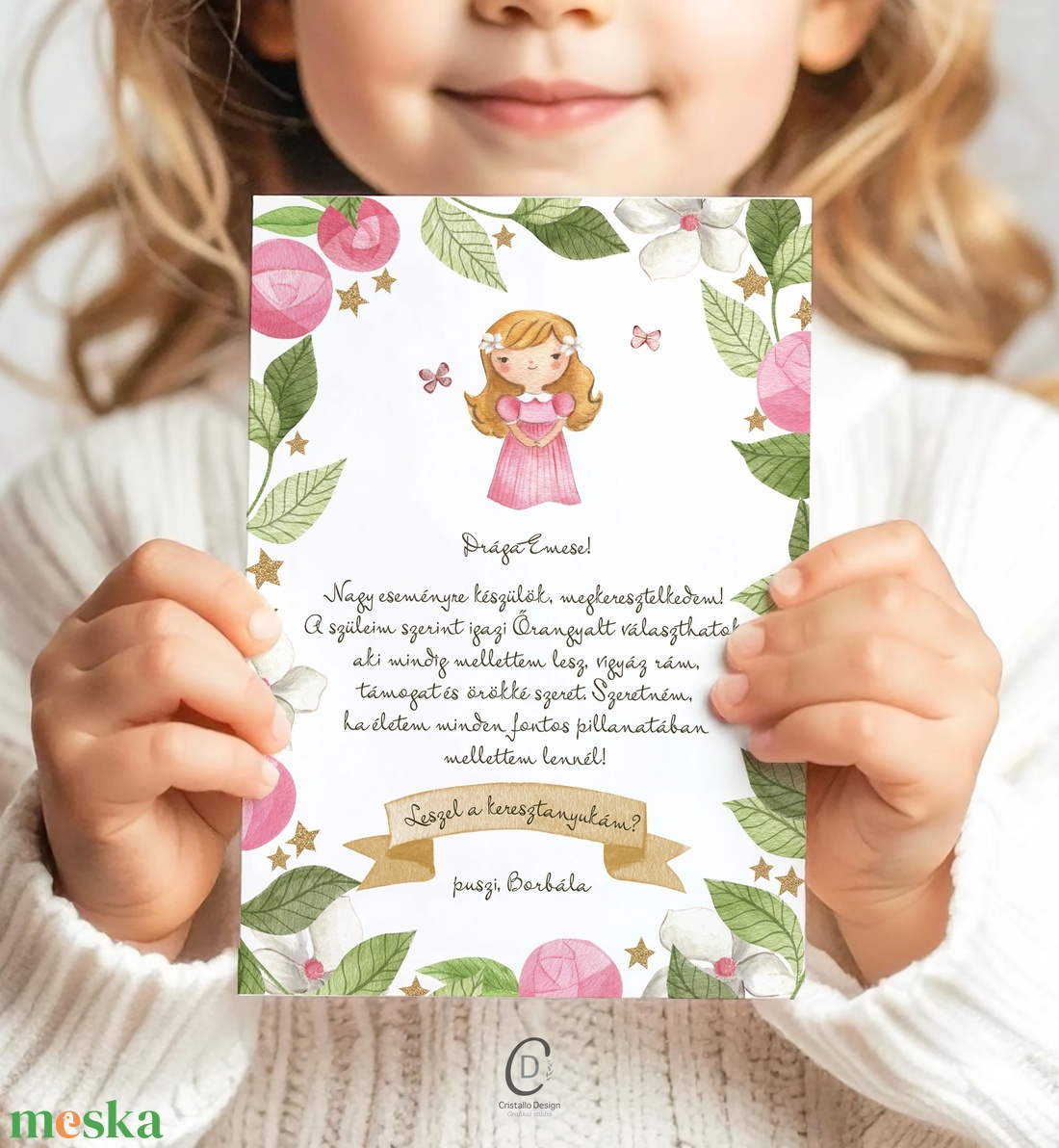 Keresztszülő felkérő kártya, személyre szabott ajándékkísérő, személyre szoló képeslap - baba - mama - keresztelő kellékek - keresztszülő felkérő - Meska.hu