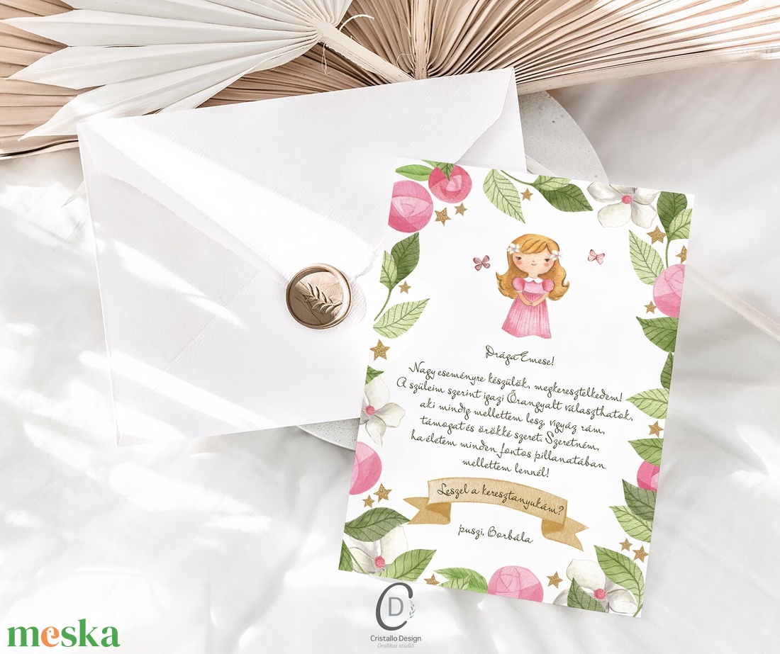 Keresztszülő felkérő kártya, személyre szabott ajándékkísérő, személyre szoló képeslap - baba - mama - keresztelő kellékek - keresztszülő felkérő - Meska.hu