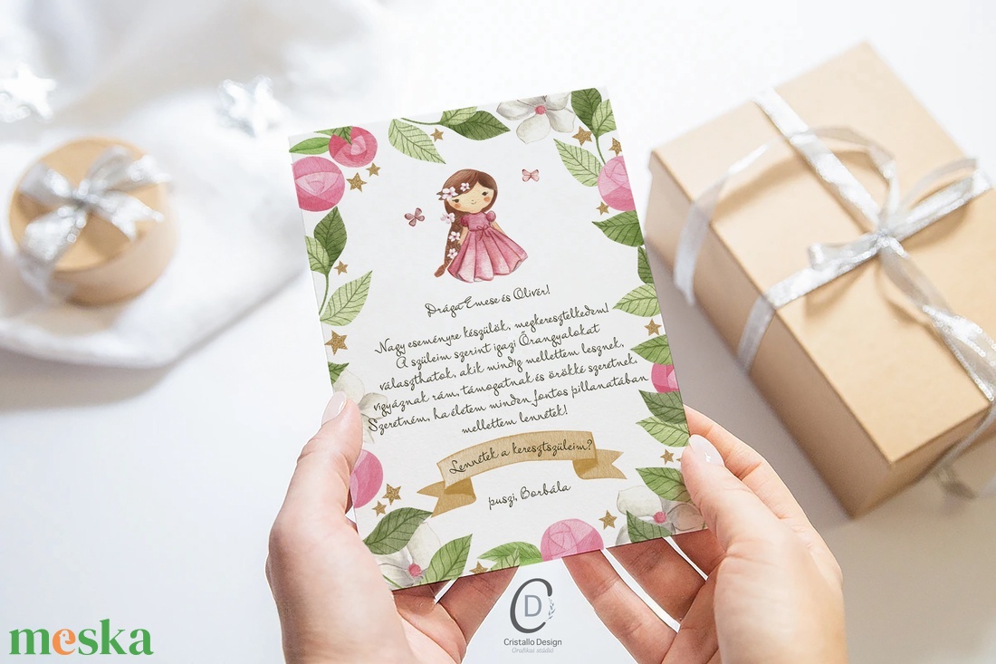 Keresztszülő felkérő kártya, személyre szabott ajándékkísérő, személyre szoló képeslap - baba - mama - keresztelő kellékek - keresztszülő felkérő - Meska.hu