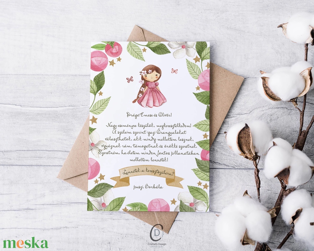 Keresztszülő felkérő kártya, személyre szabott ajándékkísérő, személyre szoló képeslap - baba - mama - keresztelő kellékek - keresztszülő felkérő - Meska.hu
