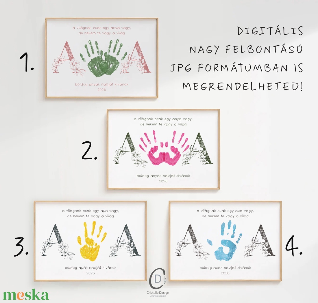 Anyák vagy apák napi ajándék, kézlenyomat poszter, kép, kéznyomda - otthon & életmód - dekoráció - kép & falikép - poszter - Meska.hu