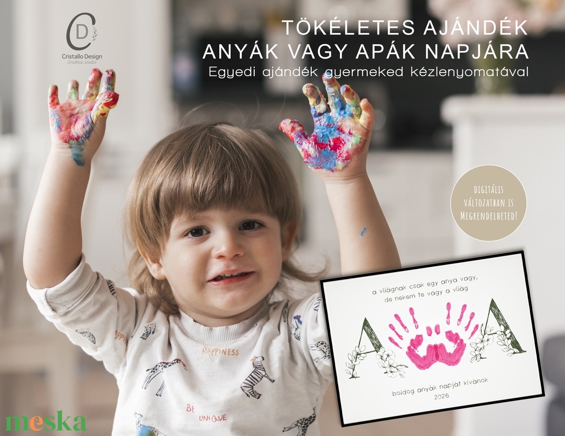 Anyák vagy apák napi ajándék, kézlenyomat poszter, kép, kéznyomda - otthon & életmód - dekoráció - kép & falikép - poszter - Meska.hu