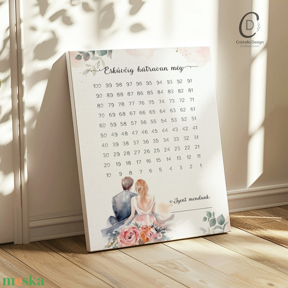 Esküvői visszaszámláló poszter, tábla, falikép, dekoráció - otthon & életmód - dekoráció - kép & falikép - poszter - Meska.hu