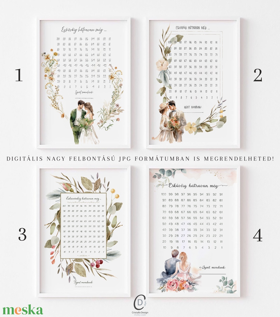 Esküvői visszaszámláló poszter, tábla, falikép, dekoráció - otthon & életmód - dekoráció - kép & falikép - poszter - Meska.hu