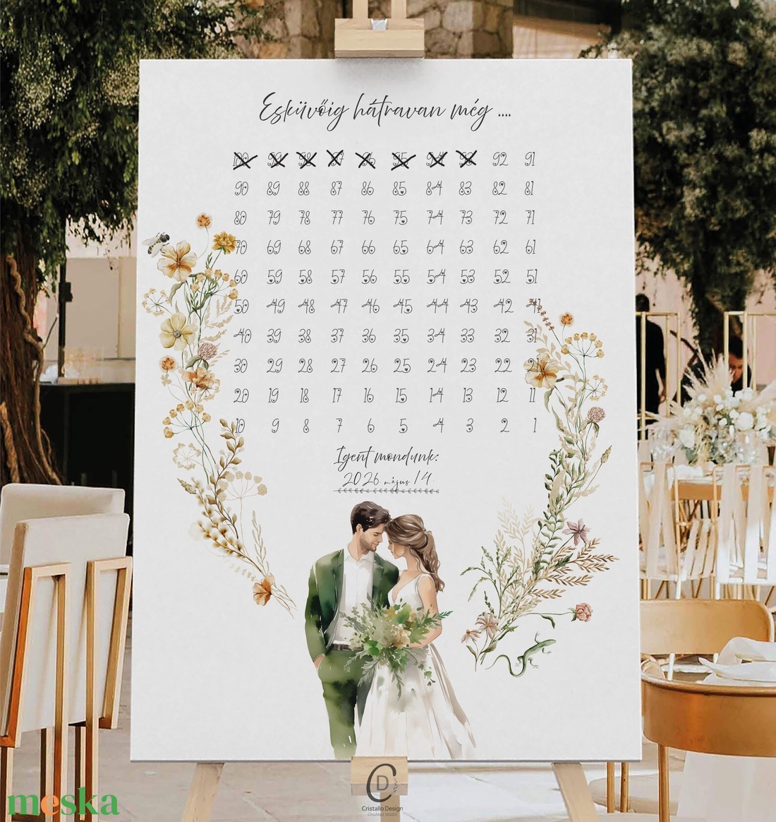 Esküvői visszaszámláló poszter, tábla, falikép, dekoráció - otthon & életmód - dekoráció - kép & falikép - poszter - Meska.hu