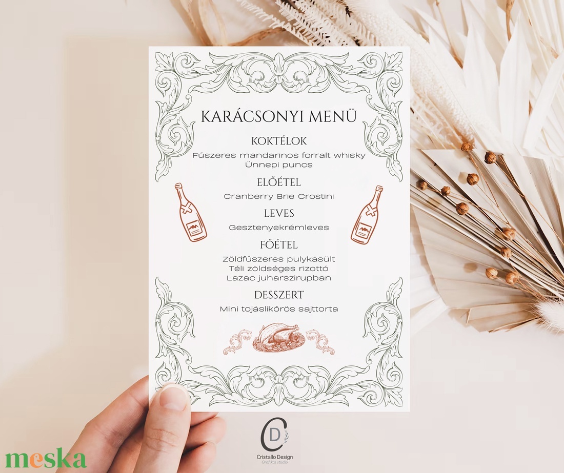 Karácsonyi menükártya, étlap, itallap - karácsony - karácsonyi lakásdekoráció - ünnepi asztaldekoráció - Meska.hu