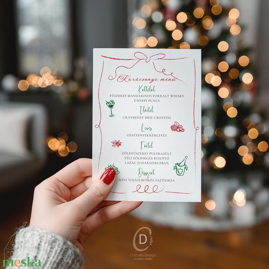 Karácsonyi menükártya, étlap, itallap - karácsony - karácsonyi lakásdekoráció - ünnepi asztaldekoráció - Meska.hu