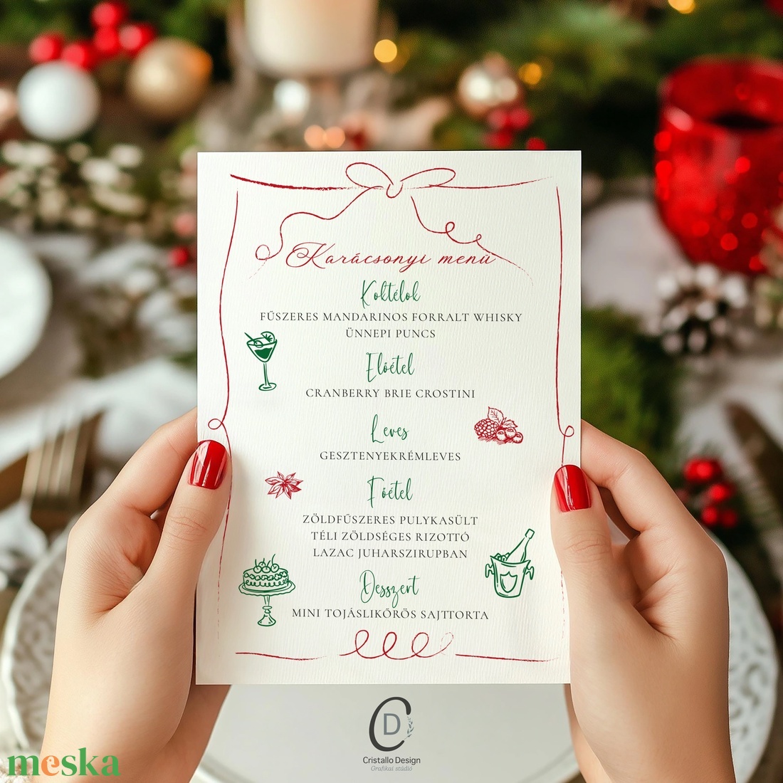 Karácsonyi menükártya, étlap, itallap - karácsony - karácsonyi lakásdekoráció - ünnepi asztaldekoráció - Meska.hu