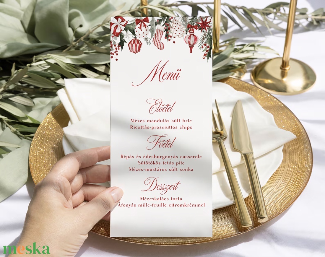 Karácsonyi menükártya, étlap, itallap - karácsony - karácsonyi lakásdekoráció - ünnepi asztaldekoráció - Meska.hu