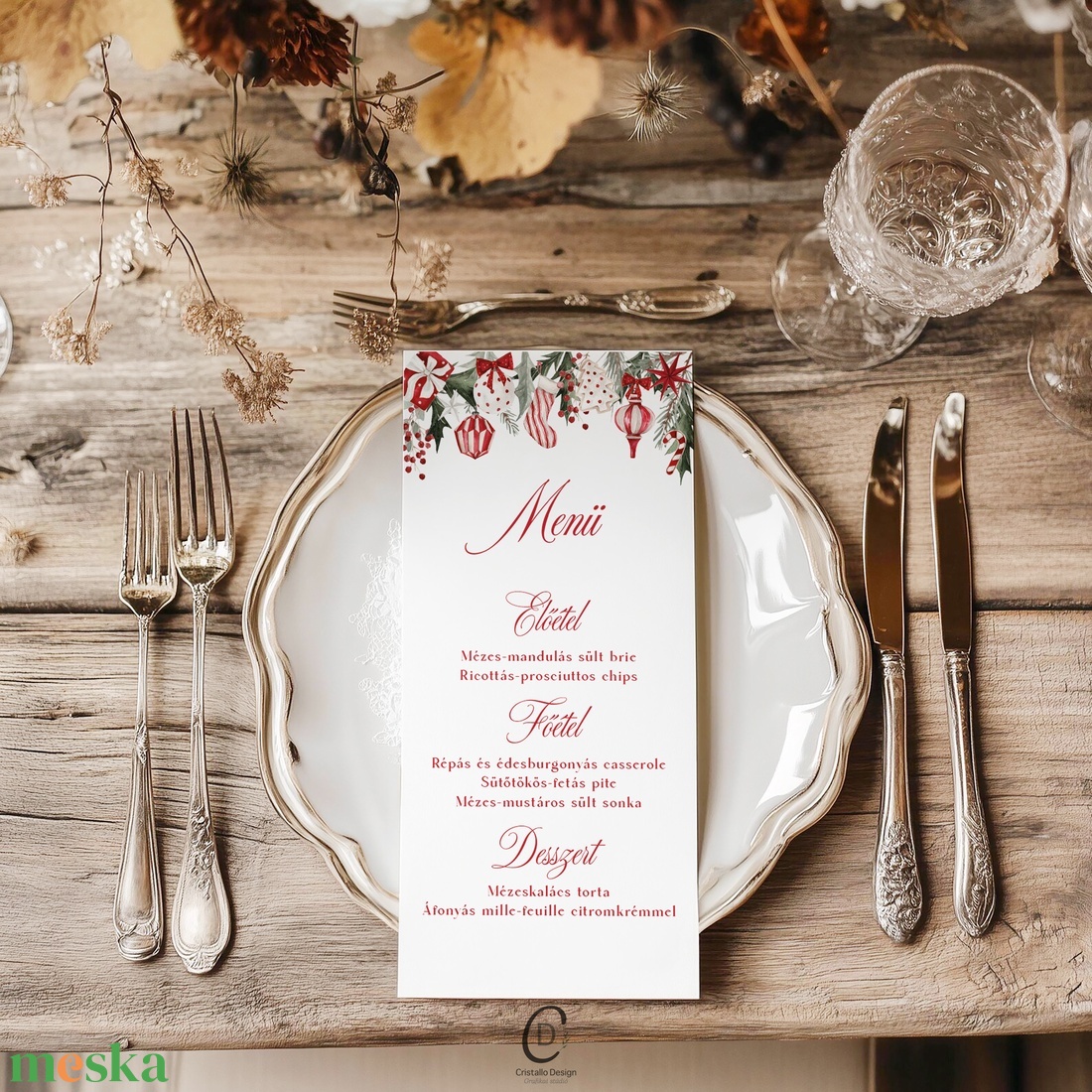 Karácsonyi menükártya, étlap, itallap - karácsony - karácsonyi lakásdekoráció - ünnepi asztaldekoráció - Meska.hu