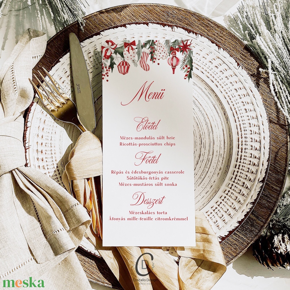 Karácsonyi menükártya, étlap, itallap - karácsony - karácsonyi lakásdekoráció - ünnepi asztaldekoráció - Meska.hu