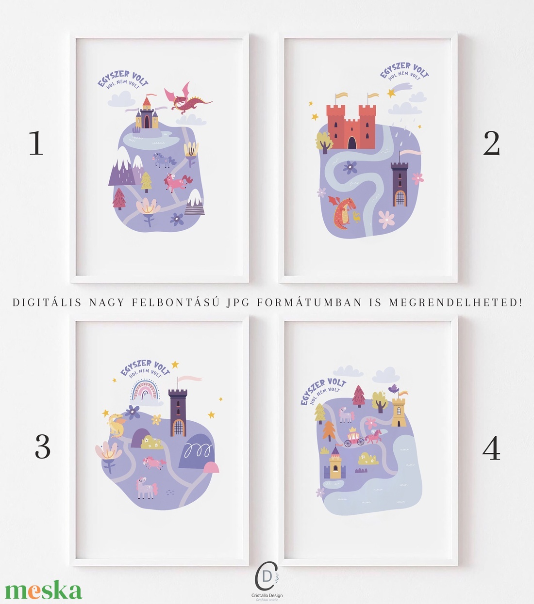 Gyerekszoba, óvodai poszter, sárkányos, unikornisos falikép - baba - mama - babaszoba dekoráció - babaszoba kép - Meska.hu