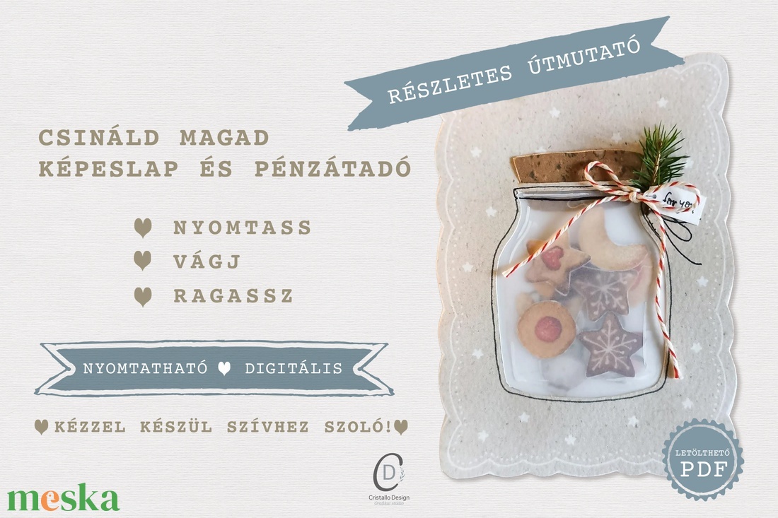 Karácsonyi csináld magad pénzátadó képeslap, befőttes üveg ajándékkísérő, letölthető, digitális, nyomtatható szett 5db - karácsony - karácsonyi ajándékozás - karácsonyi képeslap, üdvözlőlap, ajándékkísérő - Meska.hu