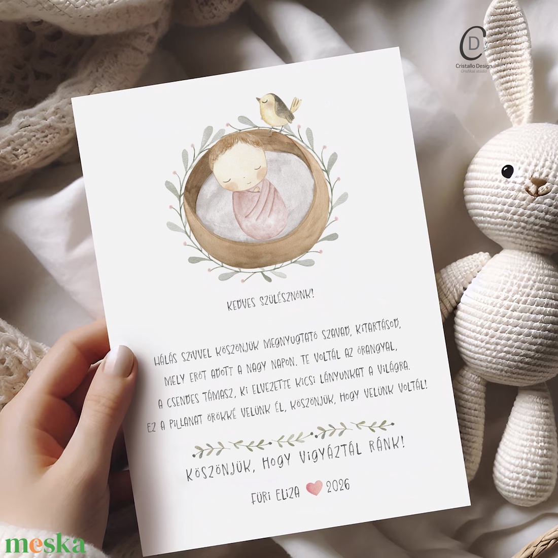 Személyre szóló képeslap, köszönőajándék orvosnak, szülésznőnek, bábának, köszönőkártya, ajándékkísérő - otthon & életmód - papír, írószer - ajándékozás kellékei - képeslap, üdvözlőlap - Meska.hu