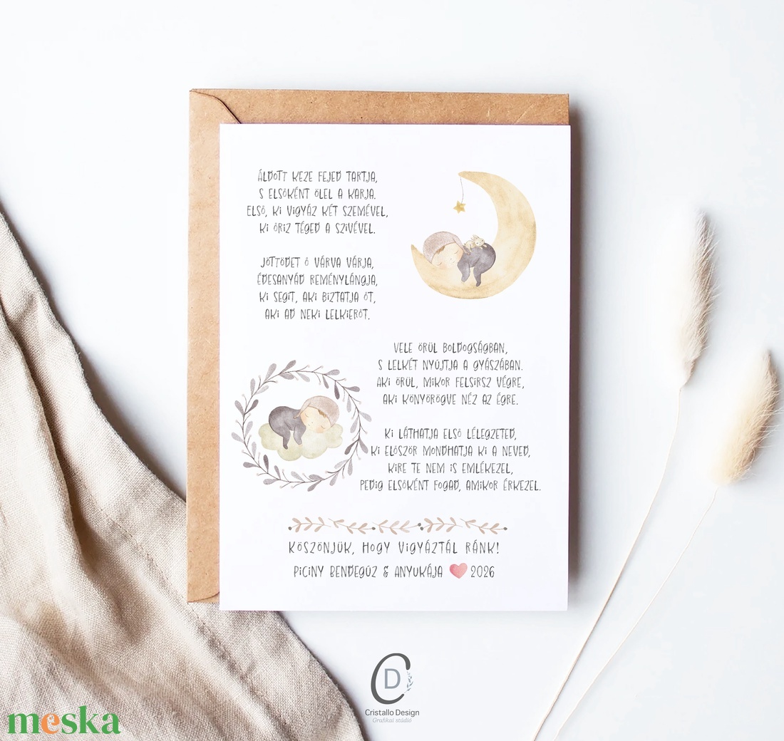 Személyre szóló képeslap, köszönőajándék orvosnak, szülésznőnek, bábának, köszönőkártya, ajándékkísérő - otthon & életmód - papír, írószer - ajándékozás kellékei - képeslap, üdvözlőlap - Meska.hu