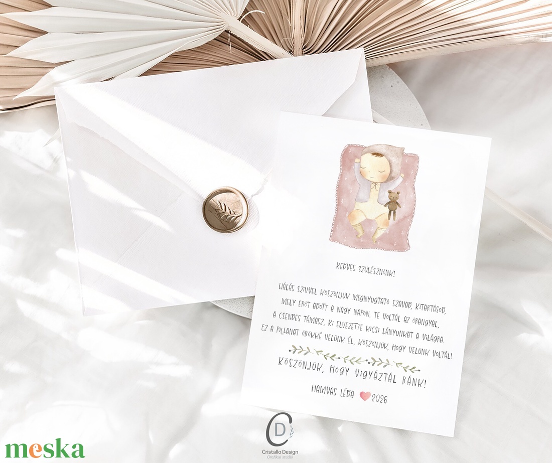 Személyre szóló képeslap, köszönőajándék orvosnak, szülésznőnek, bábának, köszönőkártya, ajándékkísérő - otthon & életmód - papír, írószer - ajándékozás kellékei - képeslap, üdvözlőlap - Meska.hu