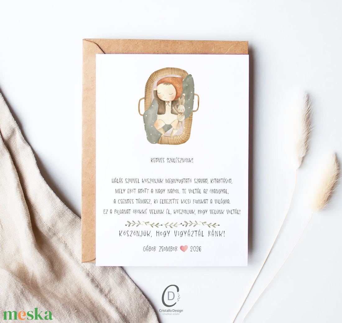 Személyre szóló képeslap, köszönőajándék orvosnak, szülésznőnek, bábának, köszönőkártya, ajándékkísérő - otthon & életmód - papír, írószer - ajándékozás kellékei - képeslap, üdvözlőlap - Meska.hu