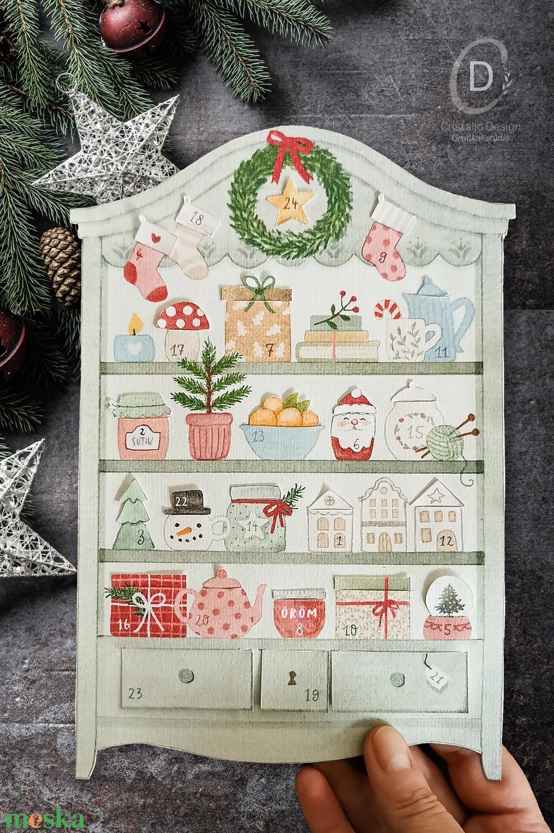Adventi naptár, csináld magad kalendárium, letölthető, digitális, nyomtatható - karácsony - adventi díszek - adventi naptár - Meska.hu