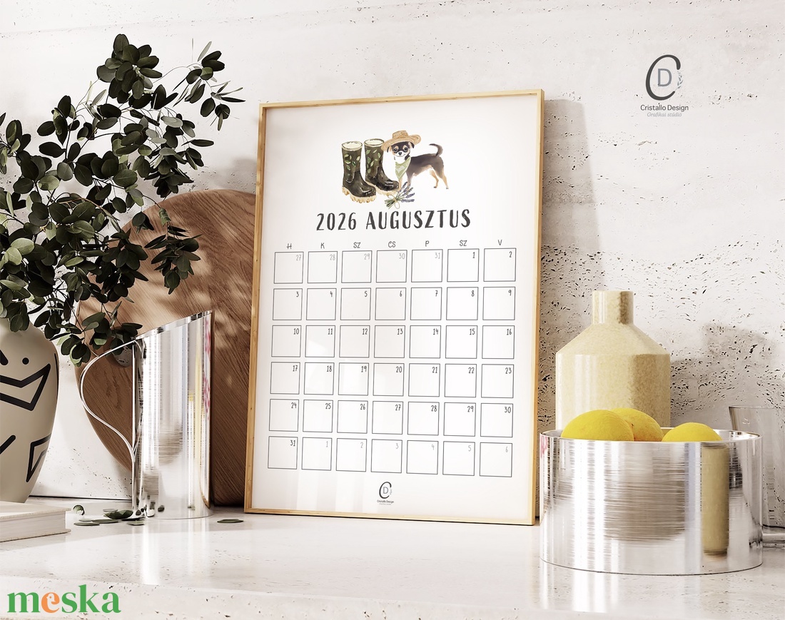 Falinaptár 2026, kutyás, havi tervező - otthon & életmód - papír, írószer - naptár & tervező - Meska.hu
