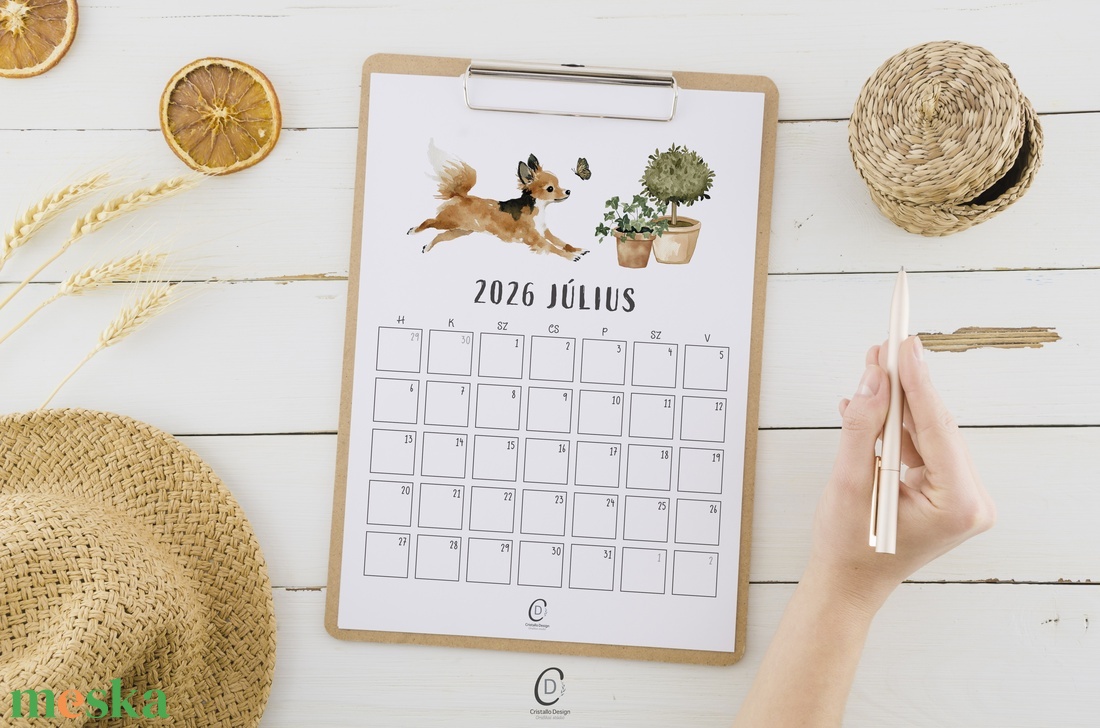 Falinaptár 2026, kutyás, havi tervező - otthon & életmód - papír, írószer - naptár & tervező - Meska.hu