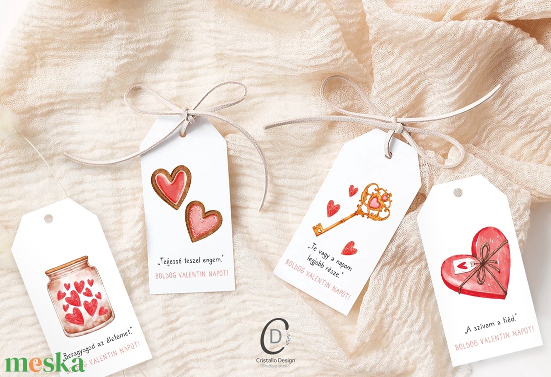 Valentin napi idézetes ajándékkísérő, szívecskés ajándékátadó kártya szett 4 db - otthon & életmód - papír, írószer - ajándékozás kellékei - ajándékkísérő - Meska.hu
