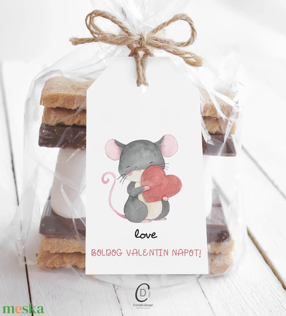 Valentin napi ajándékkísérő, egérkés ajándékátadó kártya szett 4 db - otthon & életmód - papír, írószer - ajándékozás kellékei - ajándékkísérő - Meska.hu