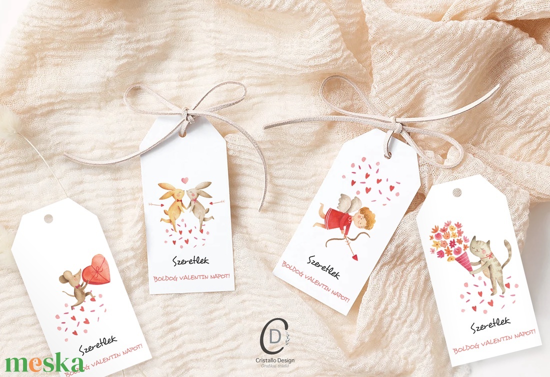 Valentin napi ajándékkísérő, erdei állatos ajándékátadó kártya szett 4 db - otthon & életmód - papír, írószer - ajándékozás kellékei - ajándékkísérő - Meska.hu
